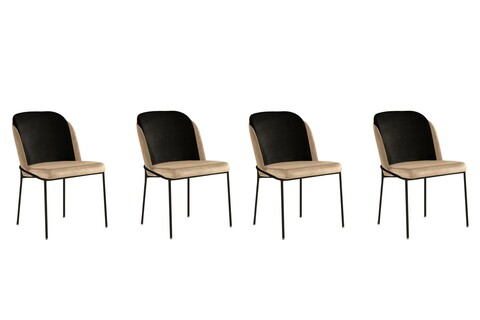 Set scaune 4 piese, Nmobb, DR, Metal, Bej/Negru