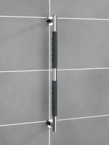 Maner de siguranta pentru baie Secura, Wenko, 65.5x9x5 cm, inox/silicon, antracit/argintiu lucios