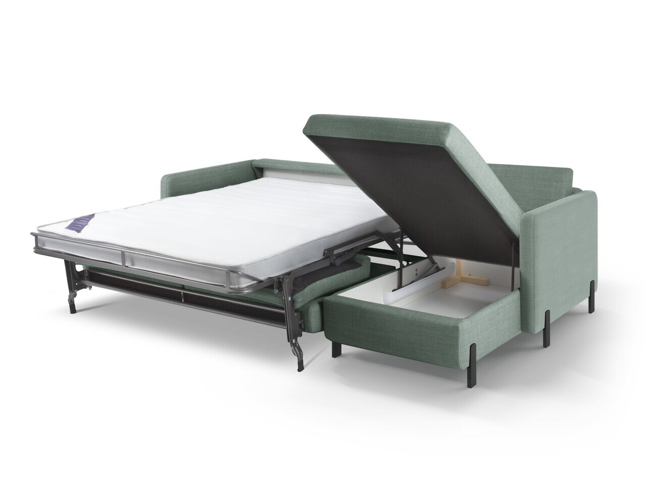 Coltar extensibil dreapta 4 locuri, Gloria, Micadoni Home, 266x170x88 cm, tesatura structurata, verde menta — imaginea 3