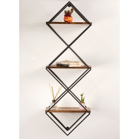 Raft pentru perete cazin, puqa design, 42x22x124cm, aluna/negru