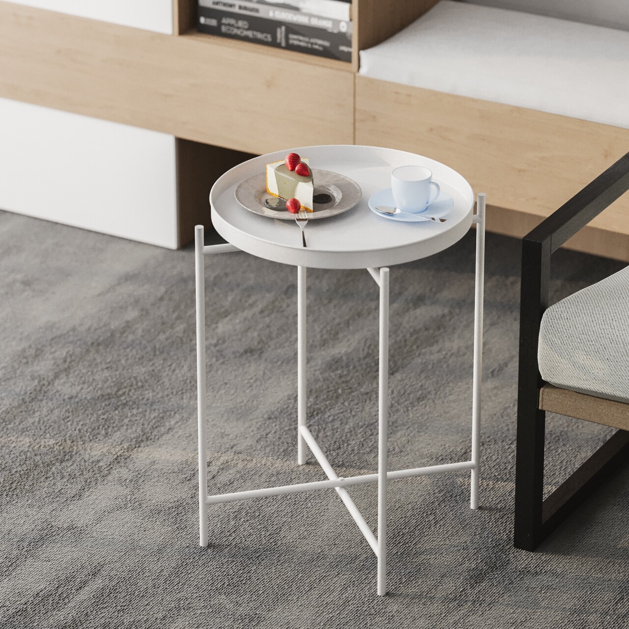 Masuta de cafea, Cerritos, Shb-007-B, 46x56x46 cm, Metal, Alb - 1 | YEO