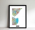 Tablou decorativ Istanbul Map, Homemania, 32x42 cm, MDF/sticla