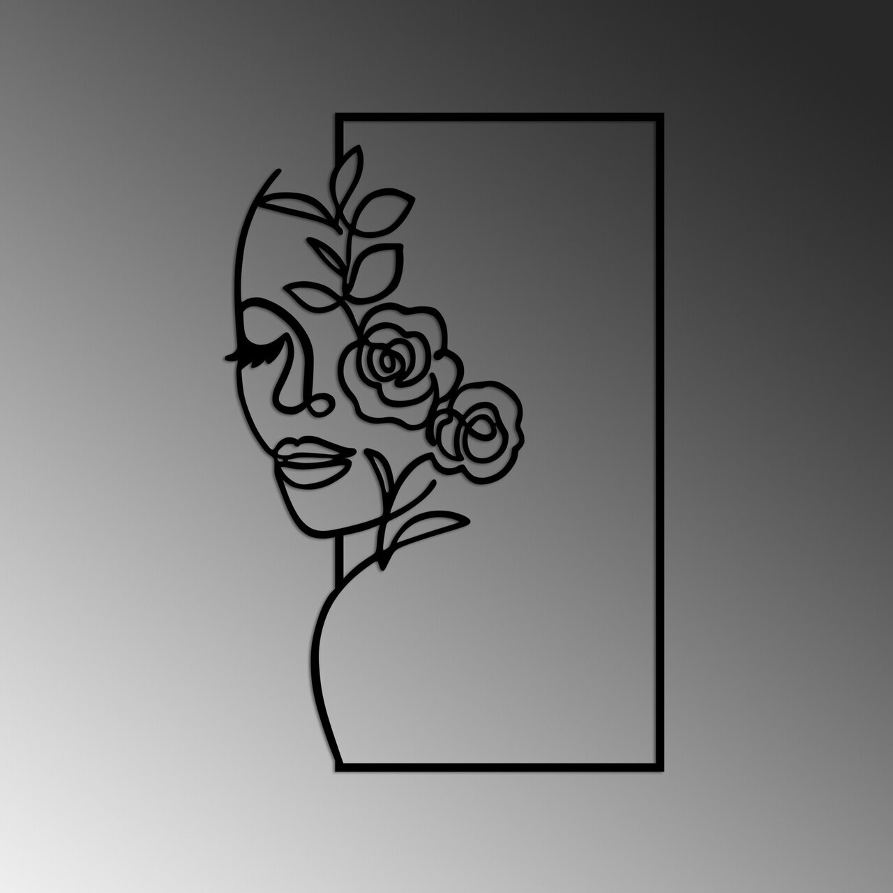 Decoratiune de perete, Flower Woman, Dimensiune: 50 x 33 cm, Negru — imaginea 4