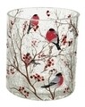 Suport pentru lumanari Crackle bird, Decoris, 9x10 cm, sticla, maro/rosu