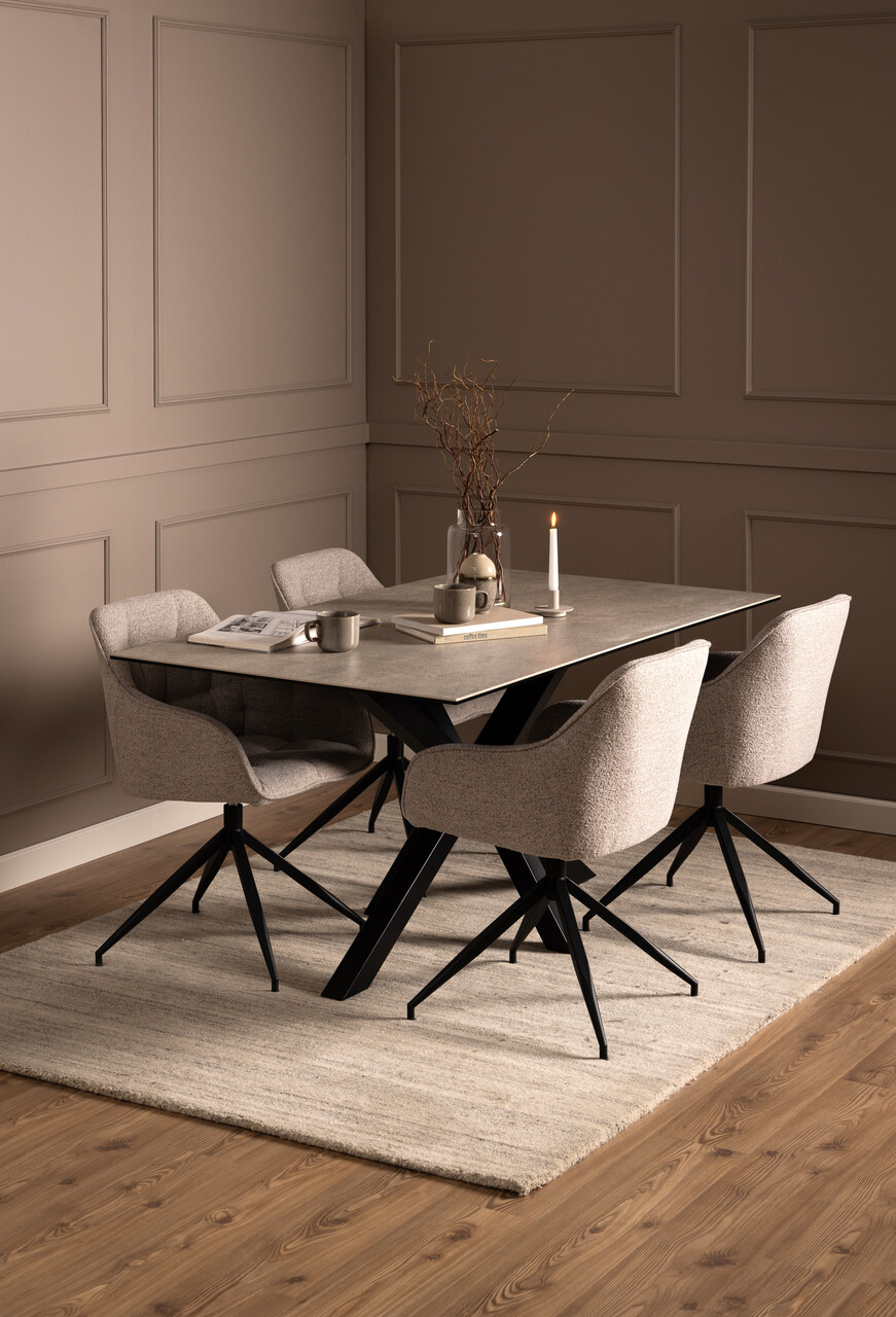 Scaun Brooke, Actona, 57x54.5x82 cm, rotativ, tesatura Boucle/otel, bej - view 4