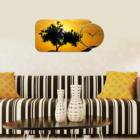Set ceas si tablou decorativ, yms-14, mdf , dimensiune: 68 x 32 cm, multicolor