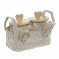 Set 2 borcane cu capac si cos, InArt, sticla/bumbac, Beige