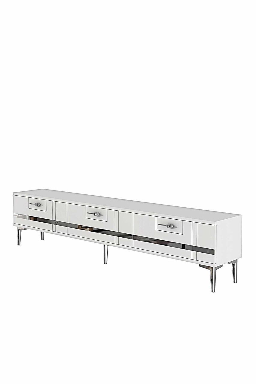 Comoda TV, Hanah Home, Ilay, 180x41x30 cm, Alb / Argintiu — imaginea 7
