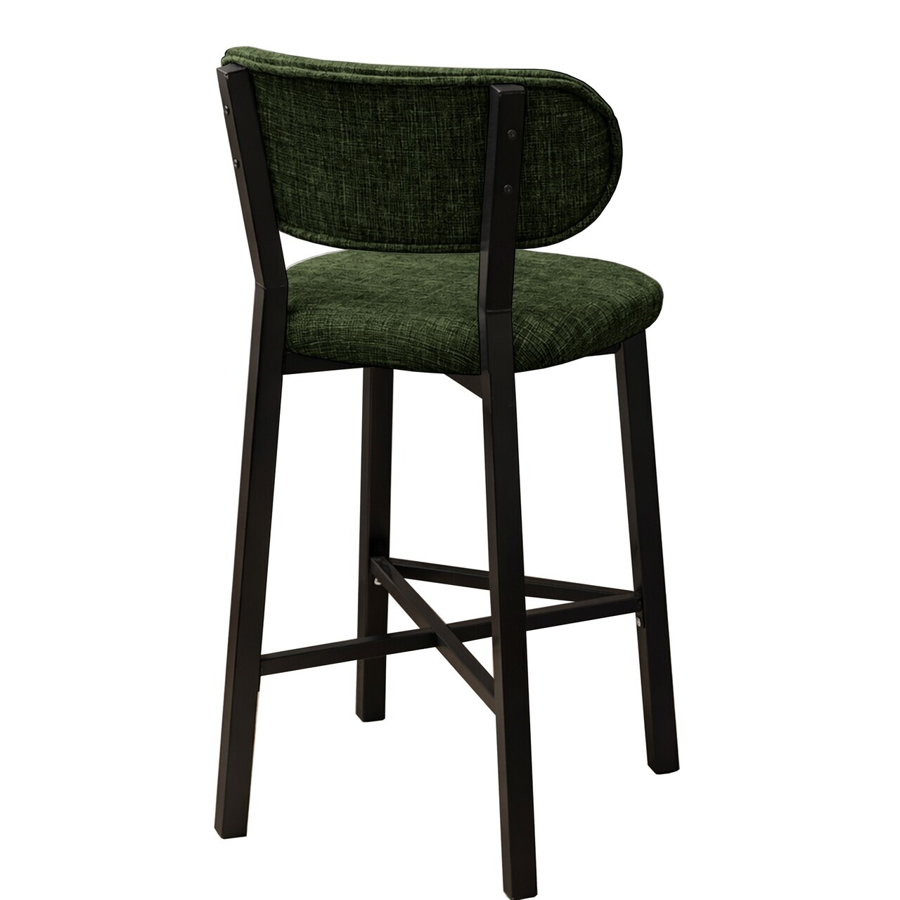 Scaun de bar, Hanah Home, Luna, 42x100x45 cm, Fier/Poliester/In, Verde — imaginea 8
