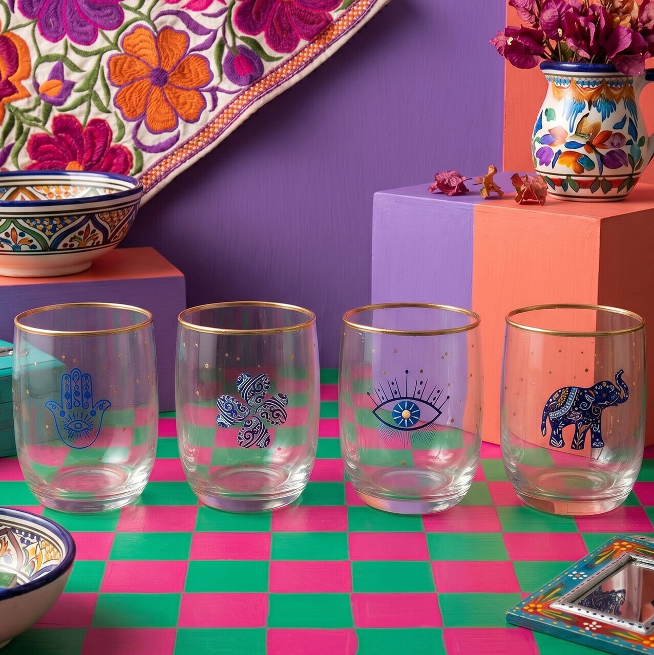 Set pahare, Hermia, 666HAC2114, Sticla, Auriu / Transparent — imaginea 2