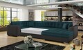 Coltar extensibil dreapta 5 locuri ELTAP, Damario, 338x189x78 cm, lemn/poliester, verde inchis/gri inchis