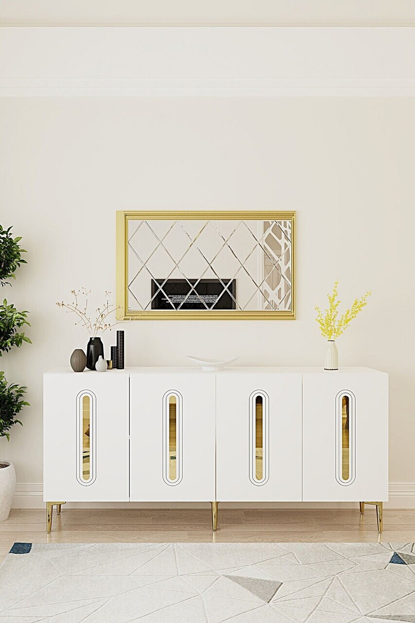 Consola, Hanah Home, Rany 180, 180x75x32 cm, Alb/Auriu — imaginea 2