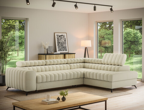 Coltar extensibil dreapta 5 locuri ELTAP, RT-04MO, Kanedo, 269x204x86 cm, lemn/poliester, bej