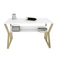 Birou, Zena Home, Wake, 120x72.8x60 cm, PAL, Alb/Auriu