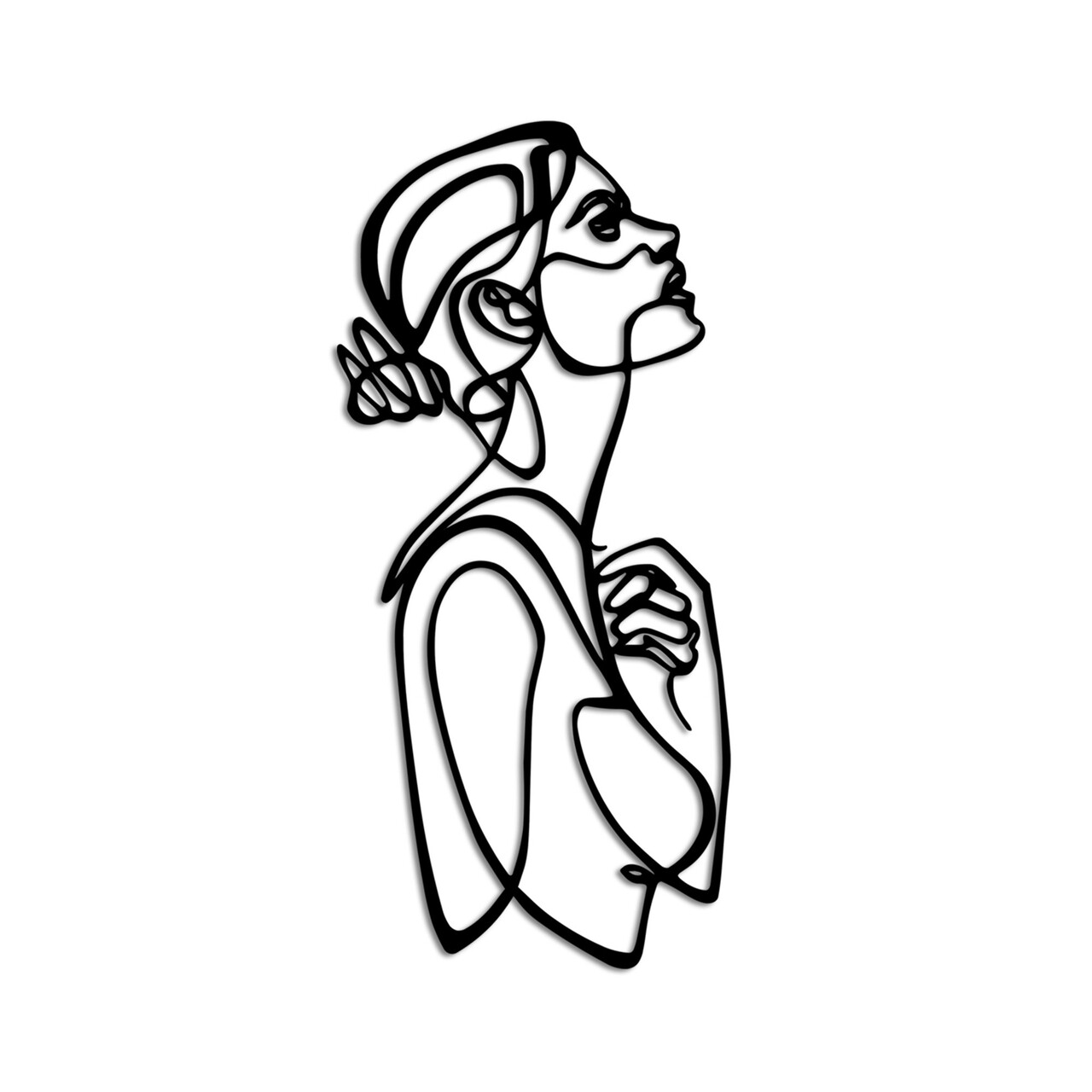 Decoratiune de perete, Portrait v2, Dimensiuni: 70 x 32 cm, Negru - view 5