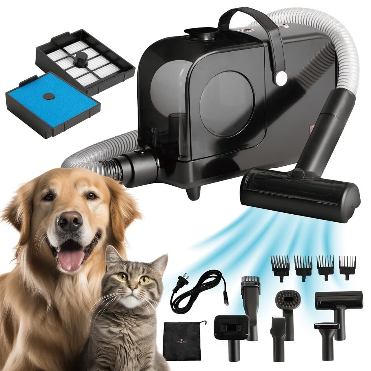 Aspirator pentru ingrijirea animalelor de companie Berlinger Haus, Black Rose, 350W, 2.2 L, negru - imagine 12