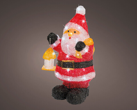 Decoratiune luminoasa de exterior Santa, Lumineo, 40 LED-uri, 24x20x46 cm, multicolor