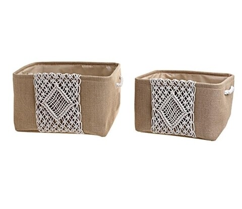 Set 2 cosuri de rufe Square, InArt, alb/bej