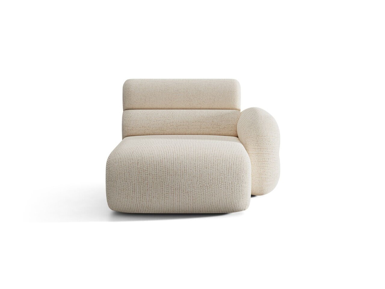 Sezlong living dreapta, Neo, Micadoni Home, 110x165x83 cm, tesatura Chenille Silencio, bej deschis
