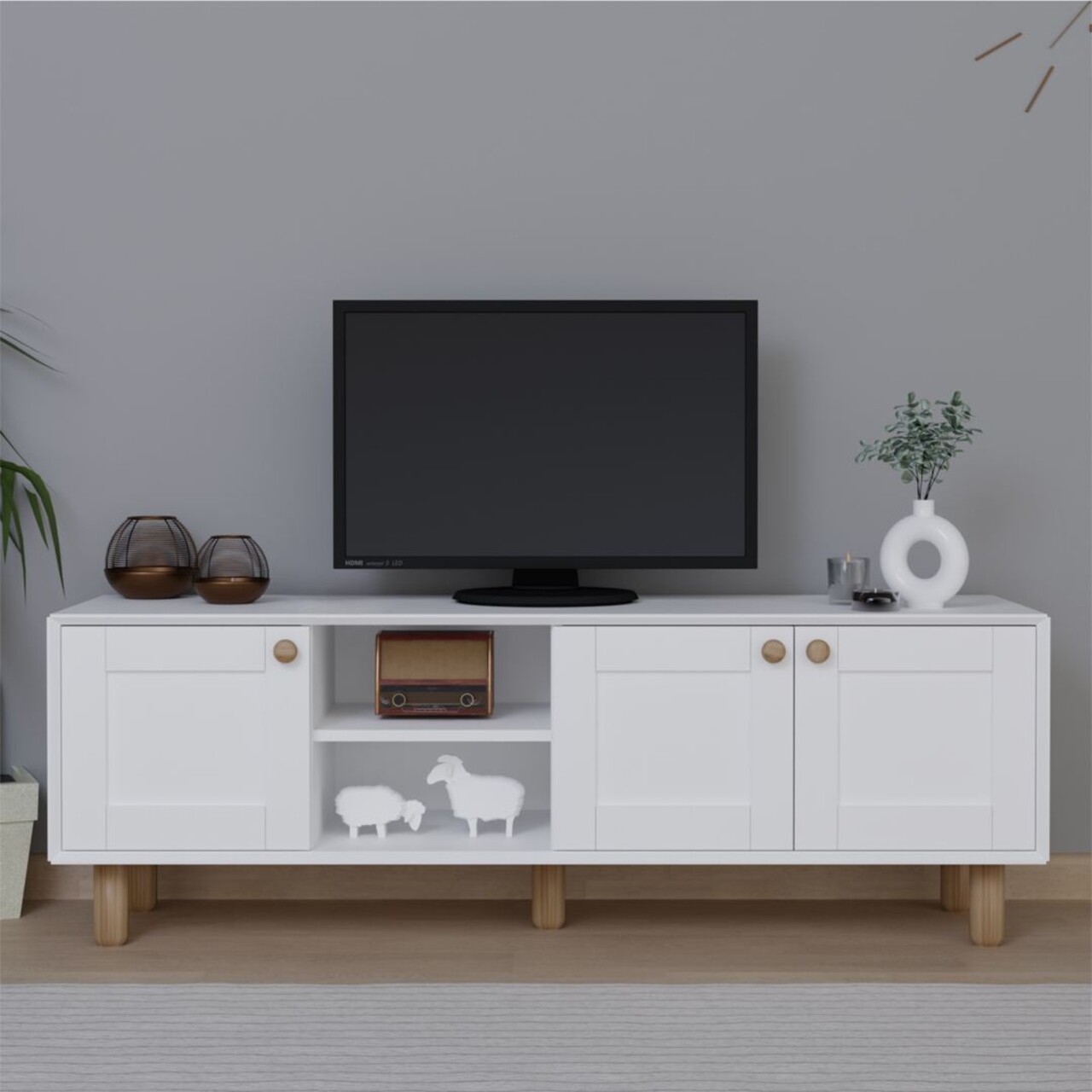 Comoda TV, Miwood, Bohemian 1600-70, Alb