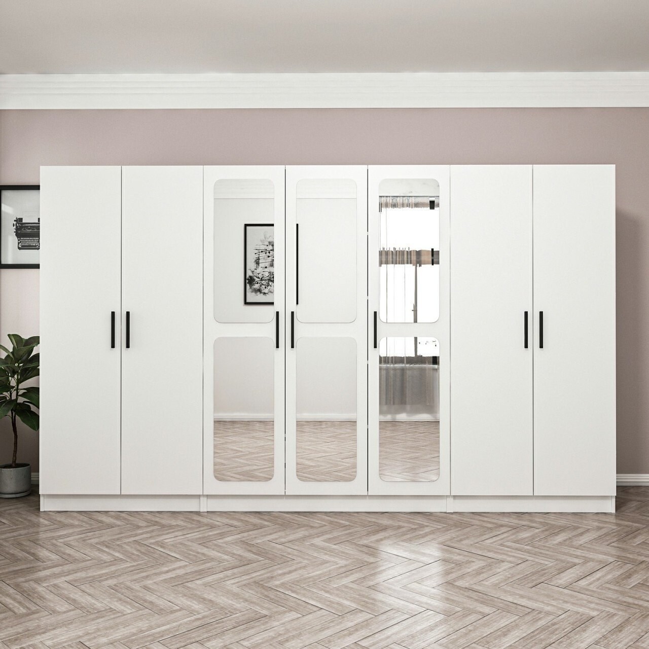 Dulap pentru haine, Minerva, Kale, 315x210x52 cm, PAL, Alb - 1 | YEO