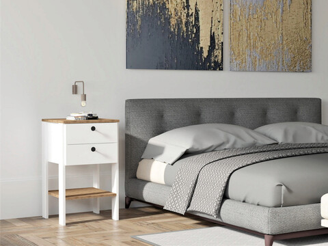 Noptiera, Puqa Design, Ruzisa, 44x75x44 cm, PAL, Alb / Nuc 44x75x44 imagine 2022