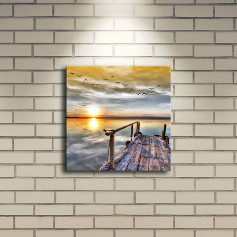 Tablou decorativ cu lumina led, 2828İact-5, canvas, dimensiune: 28 x 28 cm, multicolor