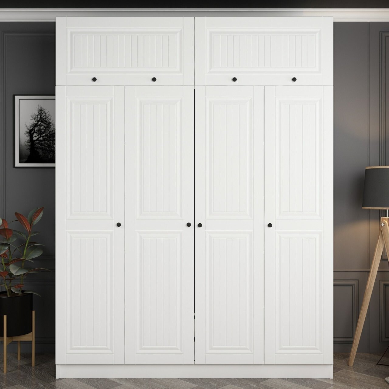 Dulap pentru haine, Minerva, Kale, 180x235x52 cm, PAL, Alb - 1 | YEO