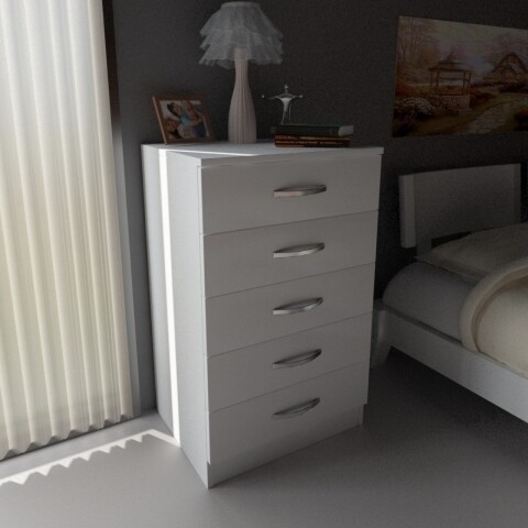 Noptiera Wooden Art, Diva V5 White, 55x90x44 cm mezoni.ro
