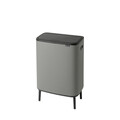 Cos de gunoi cu soft touch, Brabantia, Bo Touch Mineral, 60 L, 31.2x54.5x81.5 cm, otel, gri