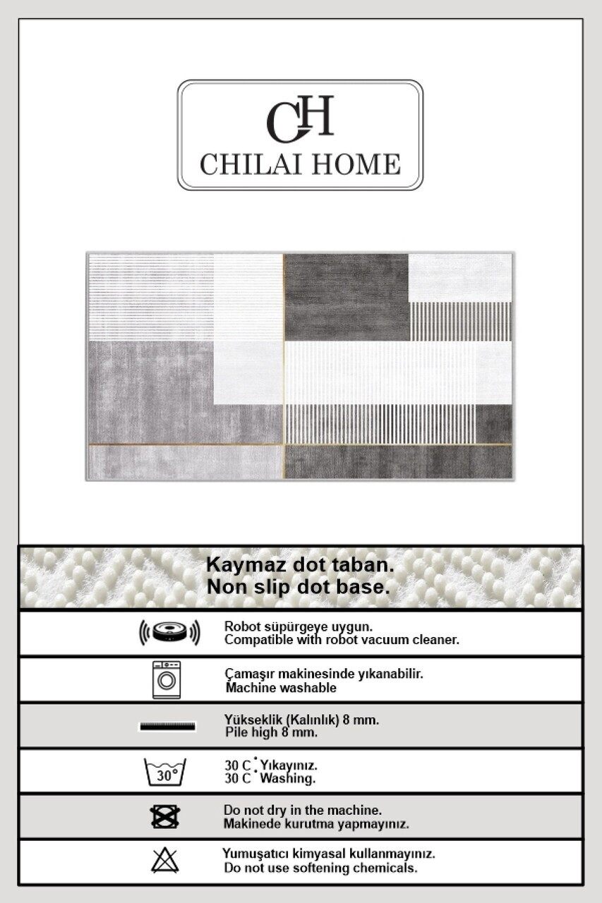 Covor, Pendor Rectangle, 80x200 cm, Gri — imaginea 3