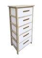 Comoda cu 5 sertare Reka, Bizzotto, 40x29x90 cm, lemn de paulownia/placaj, alb/natural