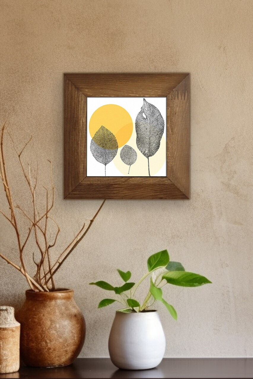 Tablou decorativ, Artvessakaro27, Ceramica, Cadru: 100% LEMN (Grosime: 2,5 cm), Multicolor