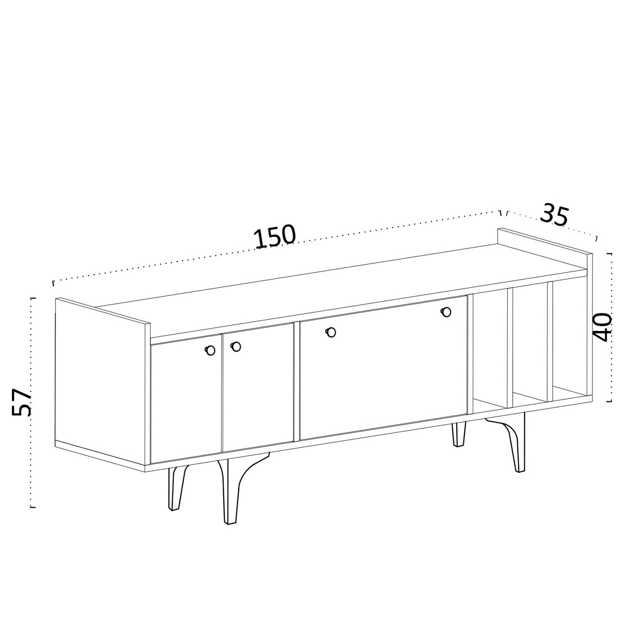 Comoda TV, Emerald, Antares, 150x57x35 cm, Maro
