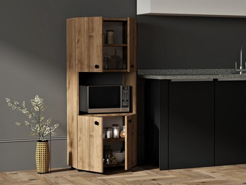 Dulap pentru bucatarie, pua design, efe, 60 x 140 x 31.4 cm, pal melaminat, nuc