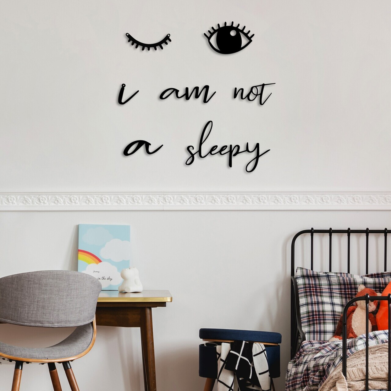 Decoratiune de perete, Not Sleepy, Dimensiune: 13 x 8 cm (1 bucată), Negru — imaginea 2