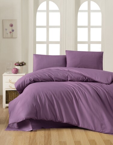 Lenjerie de pat dubla king quilt(fr) plum, patik, 3 piese, 240x220 cm, bumbac ranforce, mov