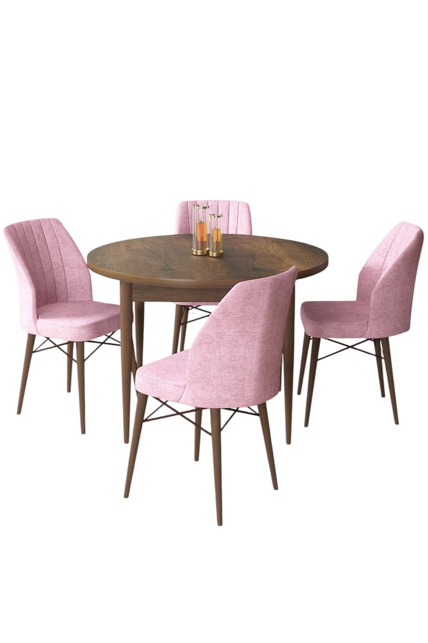 Set masă și scaune (5 bucăți), Hanah Home, Rox, Baroc / Roz - view 2