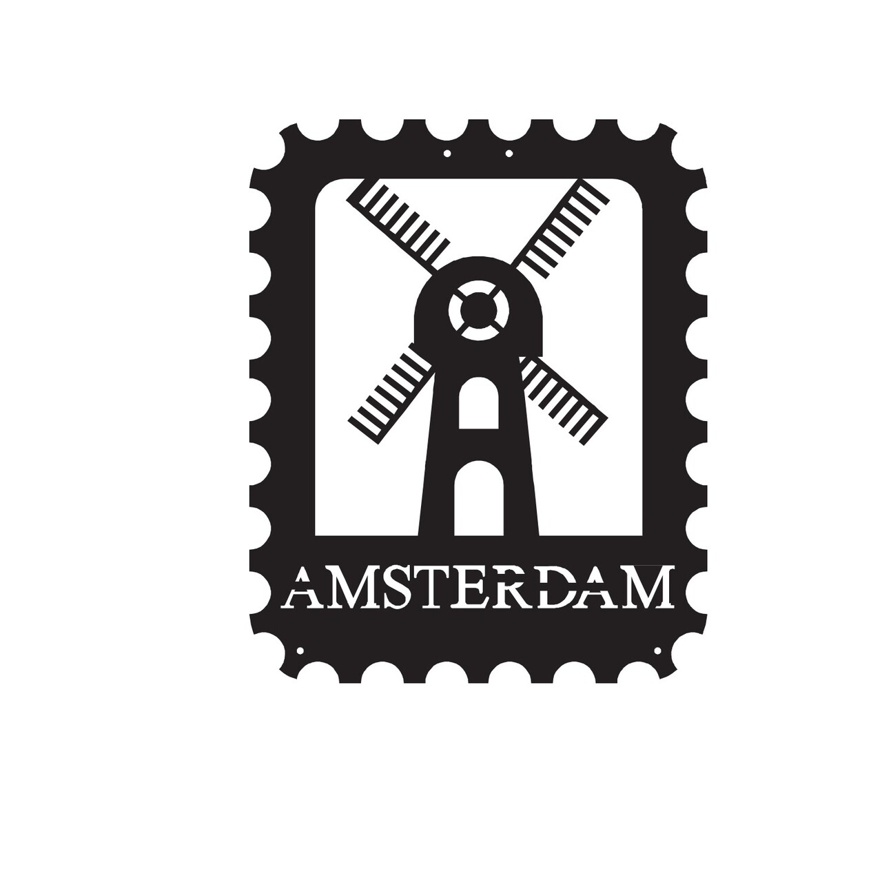 Decoratiune de perete, Amsterdam Stamp, Dimensiune: 30 x 37 cm, Negru - view 3