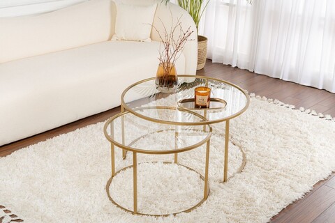Set masuta de cafea, Nordure, Aurum, Auriu / Transparent