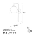 Aplica de perete, Fulgor, 942FLG1330, Metal, Alb/Negru