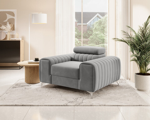 Fotoliu, ELTAP, AR-LAU-04SO, Laurence, 125x97x105 cm, lemn/poliester, gri deschis
