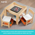 Set birou cu 2 scaune, U-Grow, 61x61x48.3 cm / 28x30x53 cm, MDF, natur