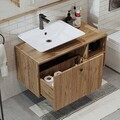 Set Dulap de Baie cu Chiuvetă și Oglindă (3 Piese), Hanah Home, 2487, MDF, Maro