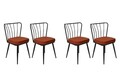 Set scaune 4 piese, Nmobb, Yıldız-945 V4, Metal, Tigla Roșu/Negru