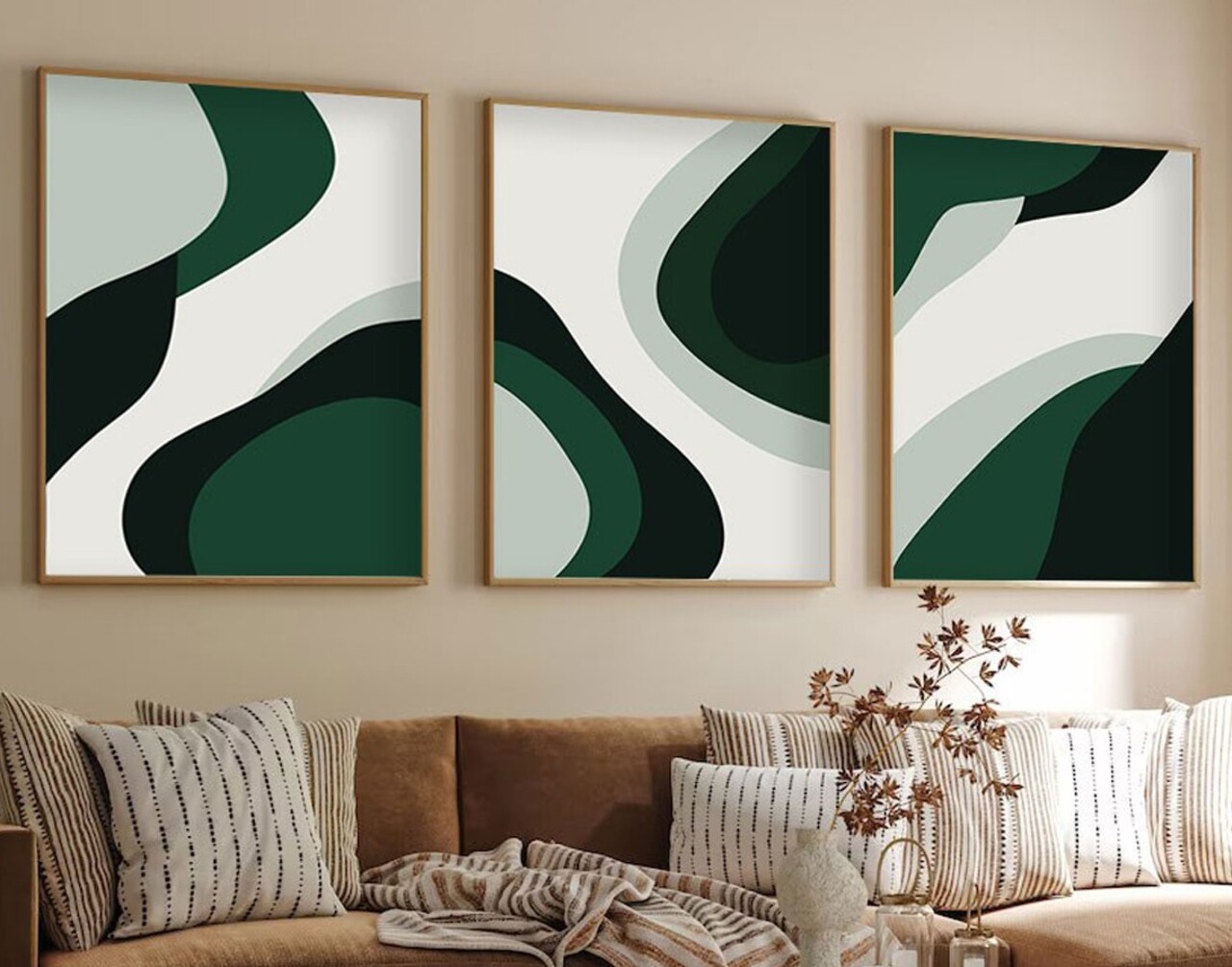 Set 3 tablouri decorative Huhu204 Cadru: 100% LEMN MASIV (Grosime: 25 cm) Multicolor