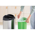 Cos de gunoi cu soft touch, Brabantia, Touch New Matt Fingerprint Proof, 23+10 L, 30.5x43.5x72.5 cm, otel, argintiu