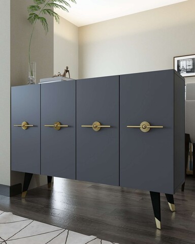 Consola, Hanah Home, 8169KM-32, 120x80x29.6 cm, PAL , Antracit / Aur