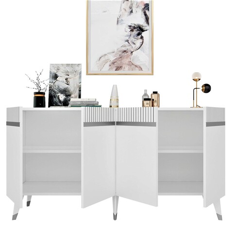 Consola, Olivia, Defne, 150x80x40 cm, PAL , Alb / Argintiu