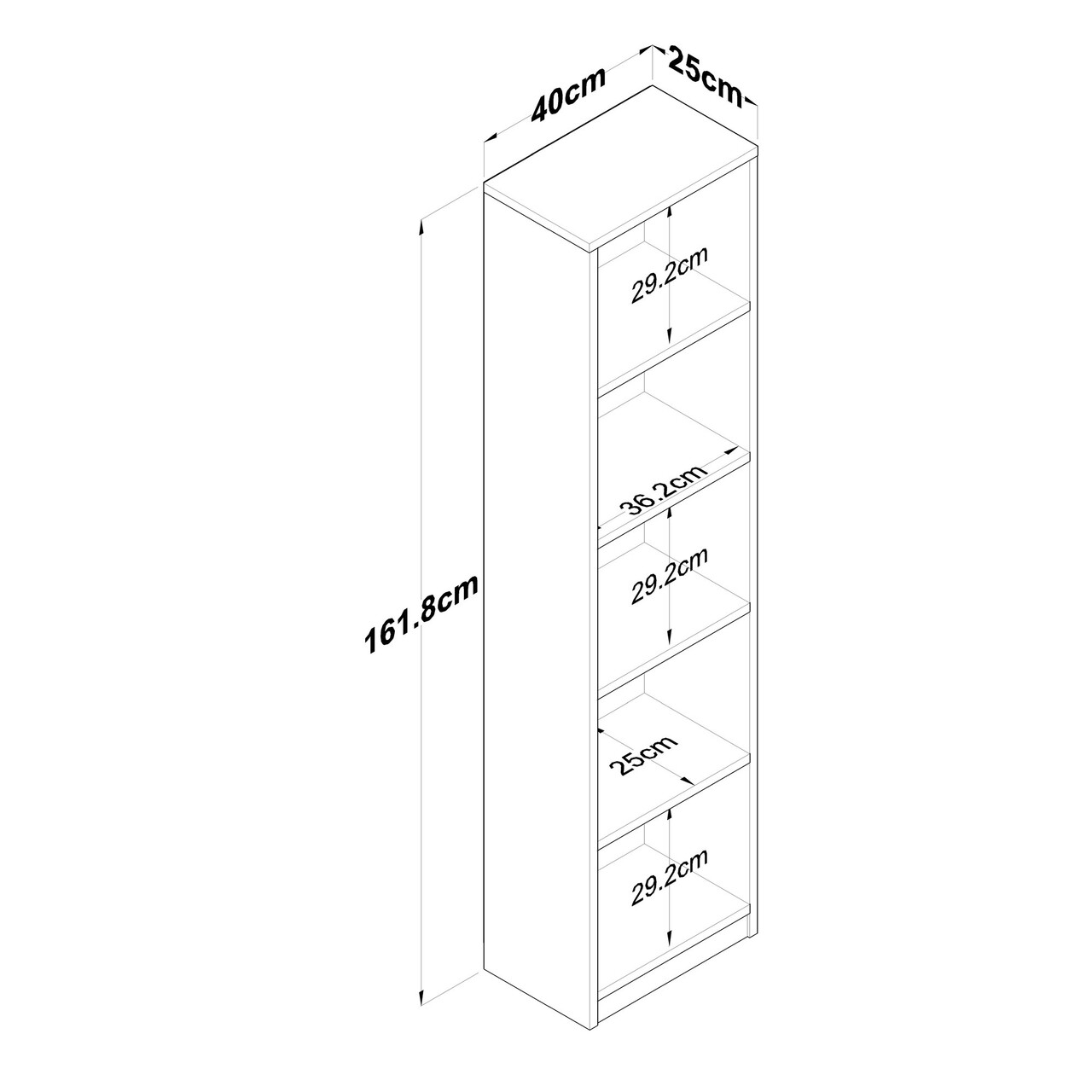 Corp biblioteca, Rani, HC111, 40x161.8x25 cm, PAL, Alb/Maro